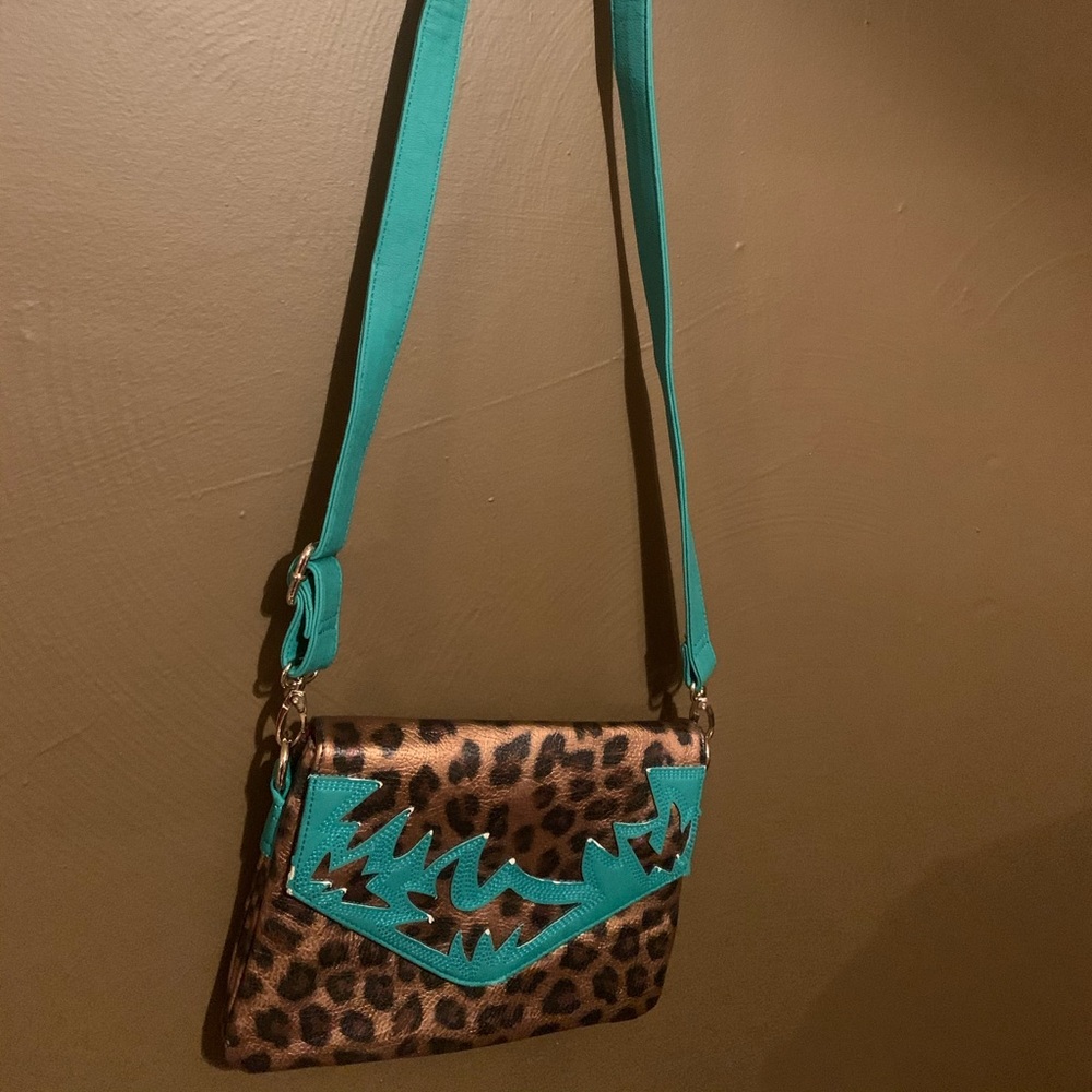 Leopard and Turquoise Crossbody